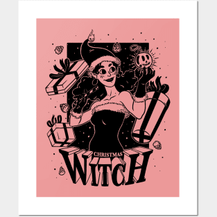 Christmas Witch - Black Posters and Art